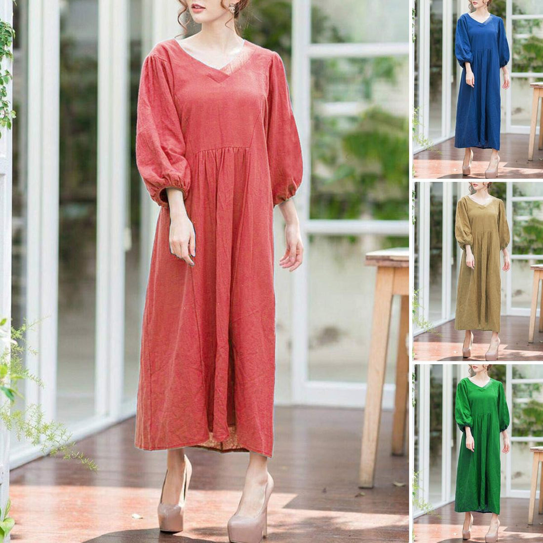 Staying Classy V-neck Pure Color Dress (4).jpg