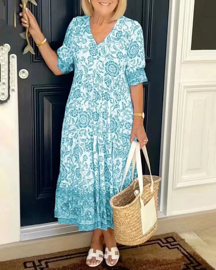 2023 new large size V-neck floral dress (2).jpg