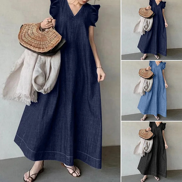 1696831214170758.jpg Denim V-neck Long Dress (4).jpg