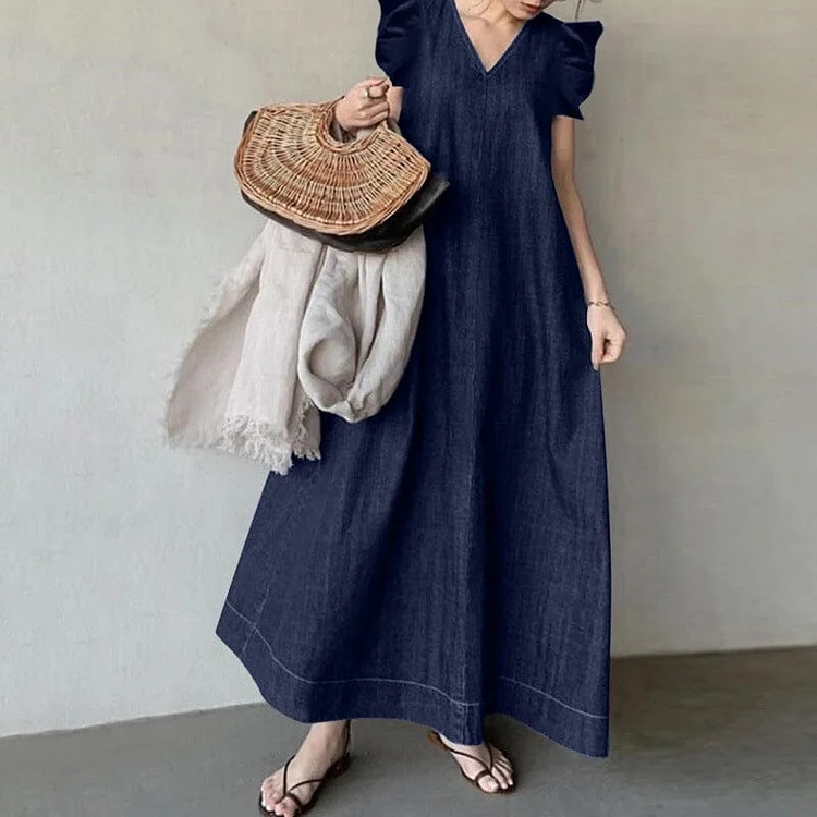 1696831490649232.jpg Denim V-neck Long Dress (3).jpg